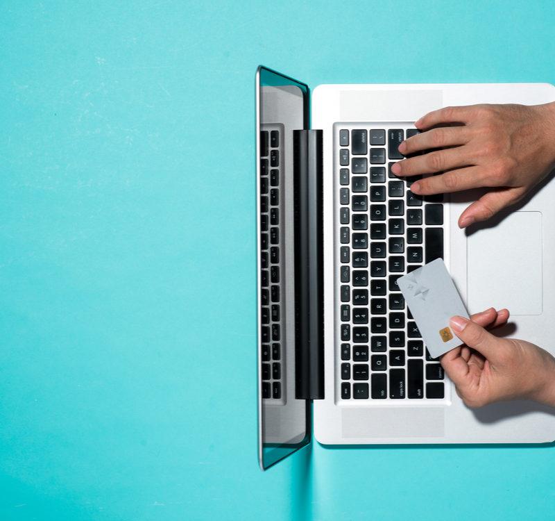 Top View Of Male Hands Making Online Payment