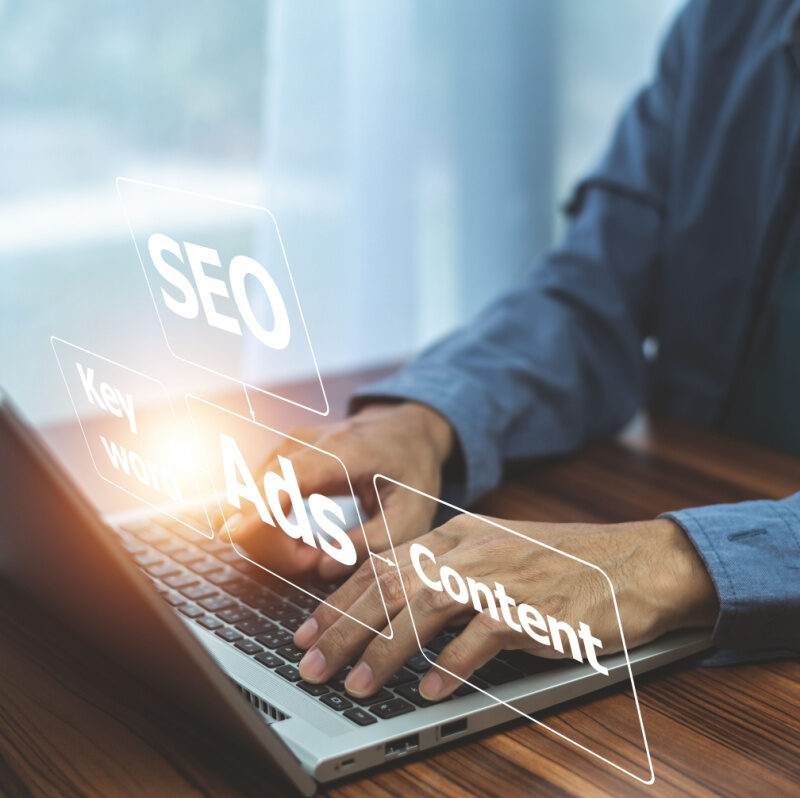 Seo Search Engine Analysis, Seo Search Engine Optimization Concept With Laptop Computer. Ranking Traffic On Website, Internet Technology For Business Company.