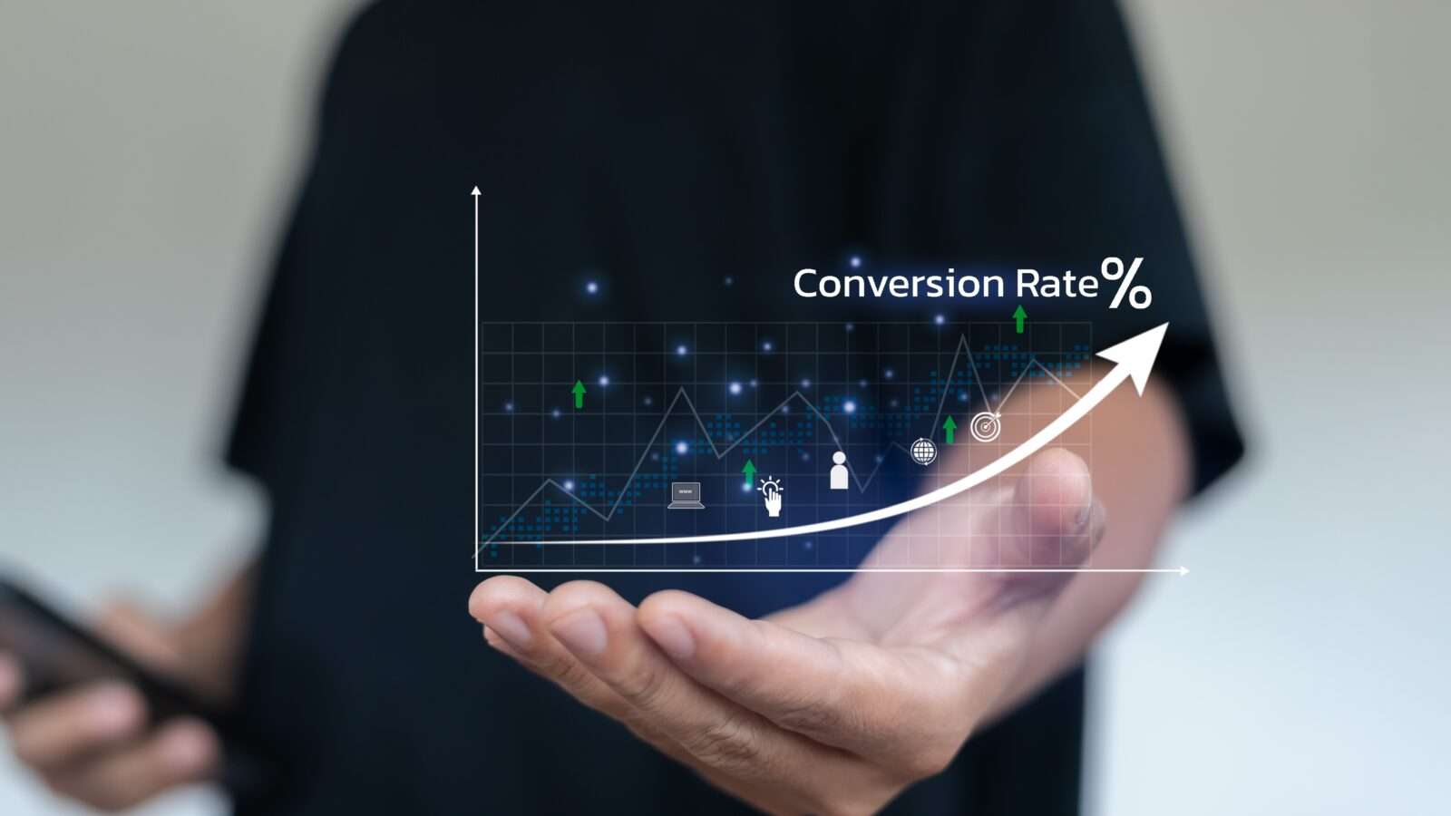 Businessman,analyzing,conversion,rate,optimization,with,digital,marketing,analytics,graph